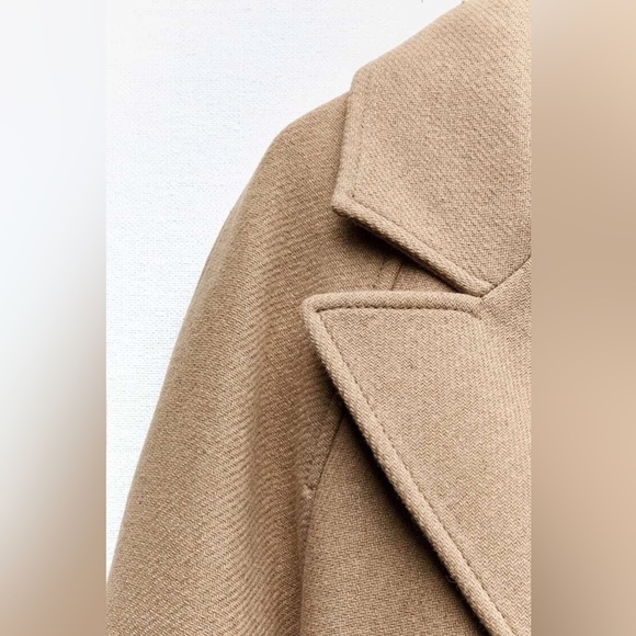 ZARA LONG BELTED WOOL BLEND COAT - Picture 13 of 15